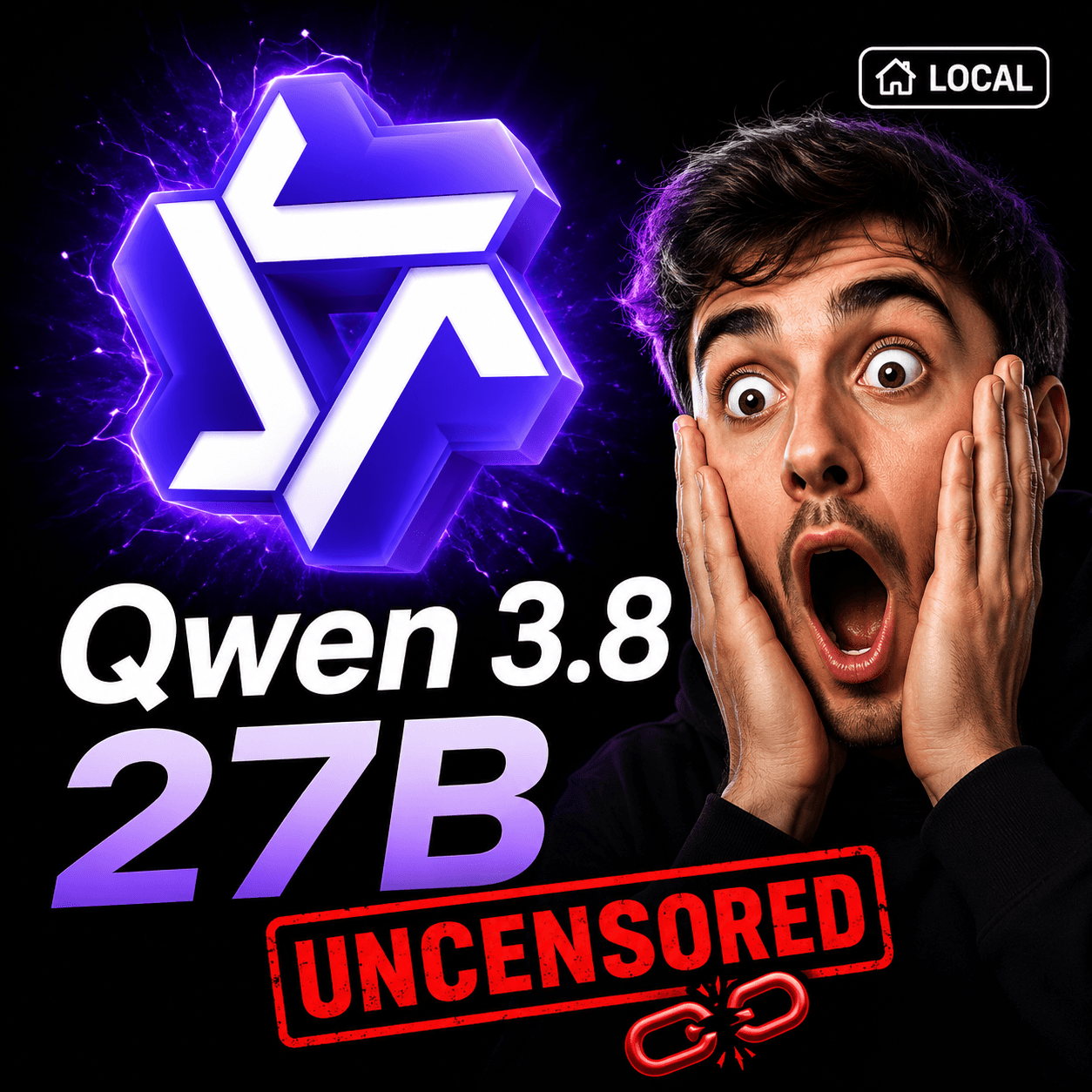 Qwen 3.8 27B uncensored local model artwork